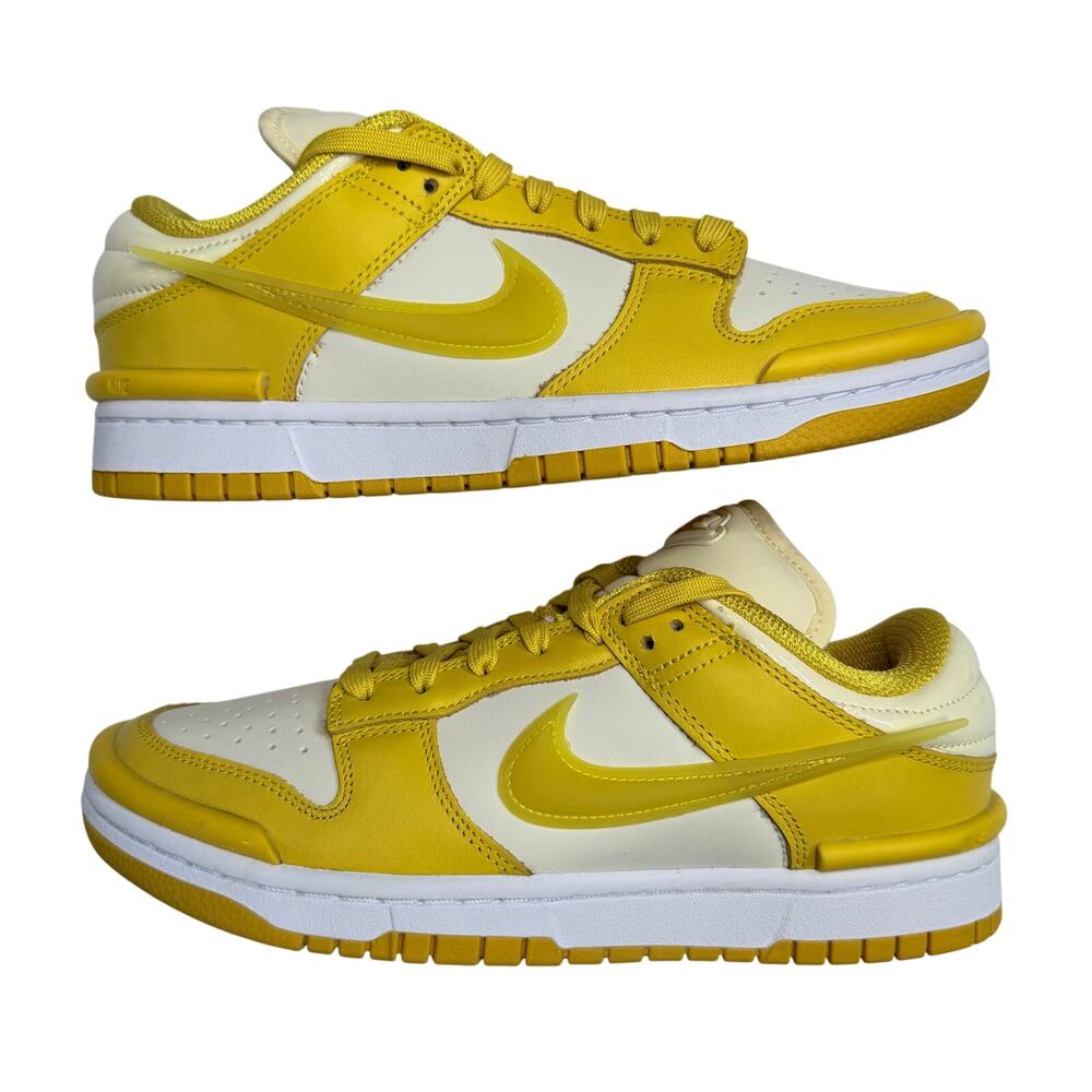Nike Dunk Low Twist Sneakers Women’s 8.5 Yellow White Leather Shoes NWOB